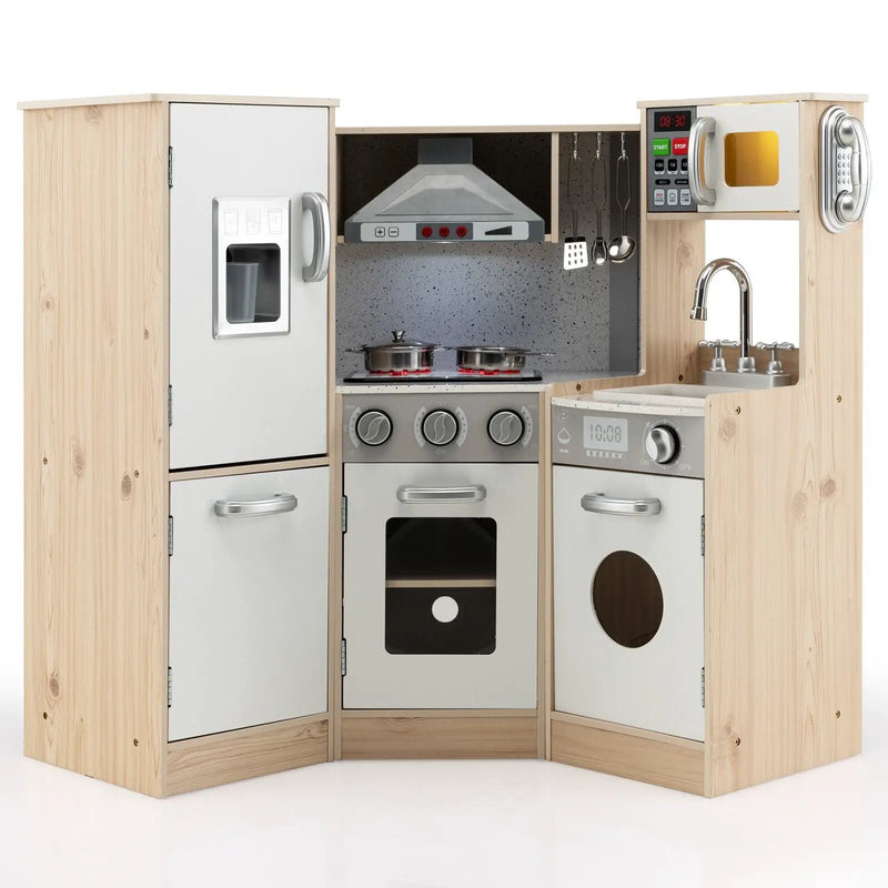 Kids Corner Wooden Kitchen Playset with Cookware Accessories by DirectDeals