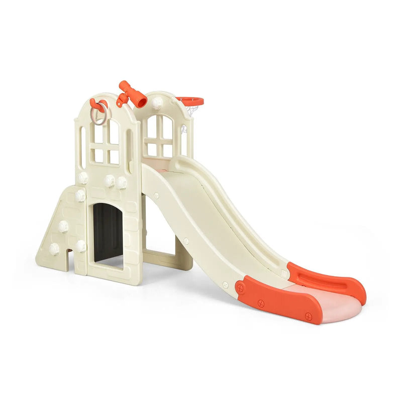 6-In-1 Large Slide for Kids Toddler Climber Slide Playset with Basketball Hoop by DirectDeals