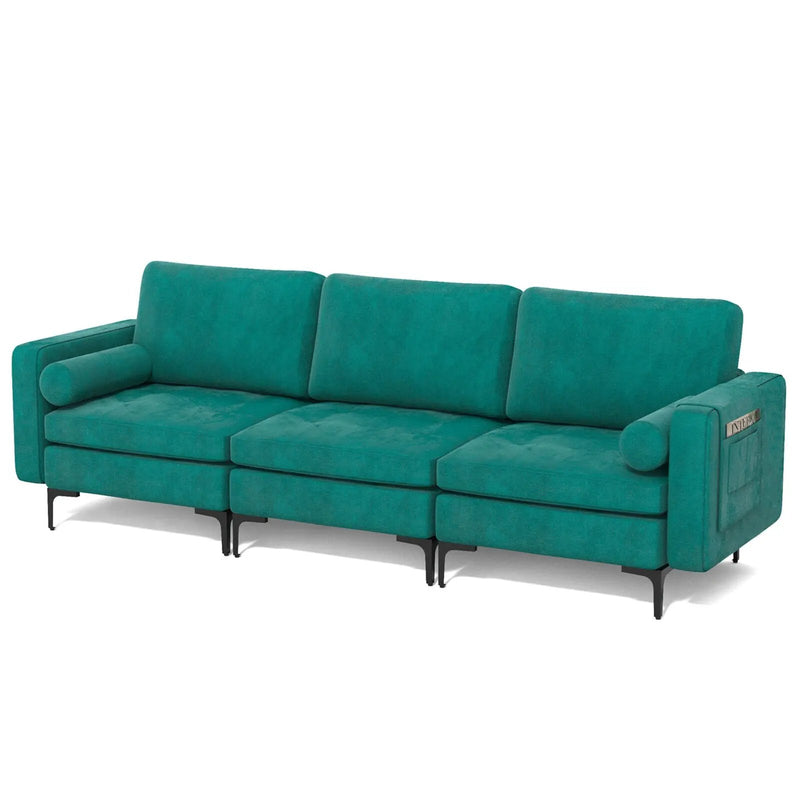 3-Seat Modular Sofa with Storage Pocket and Metal Legs by DirectDeals