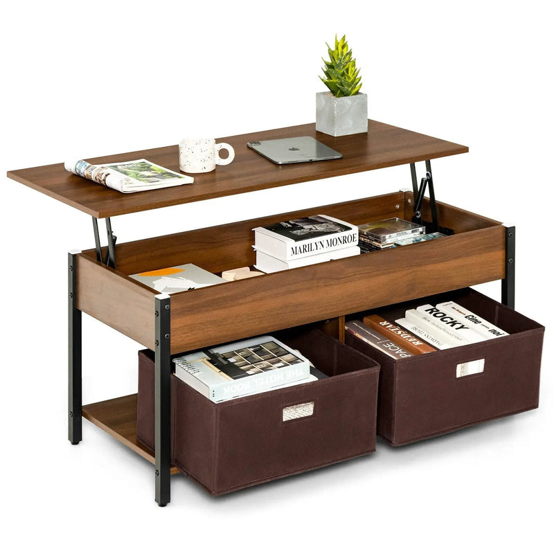 Lift Top Coffee Table Central Table with Drawers and Hidden Compartment for Living Room by DirectDeals