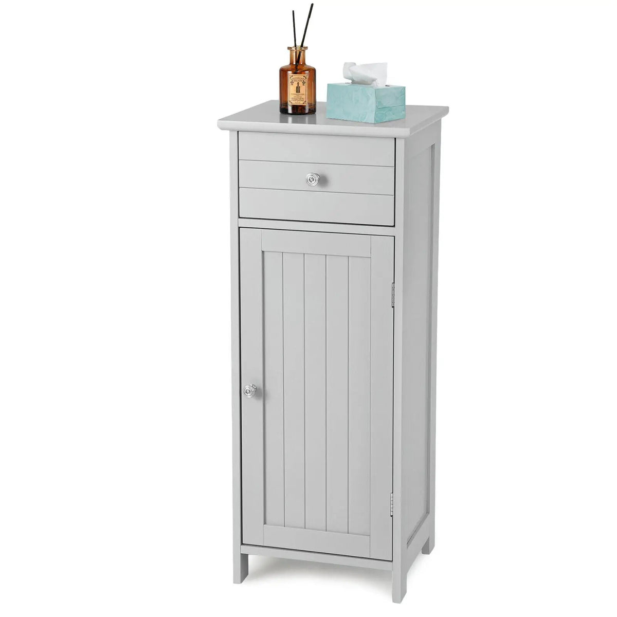 Wooden Bathroom Floor Storage Cabinet with Drawer and Shelf, photo 26 of 32