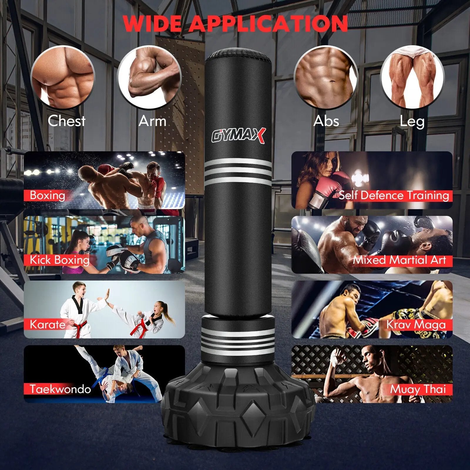 67 Inch Punching Bag with Fillable Suction Cup Base by DirectDeals
