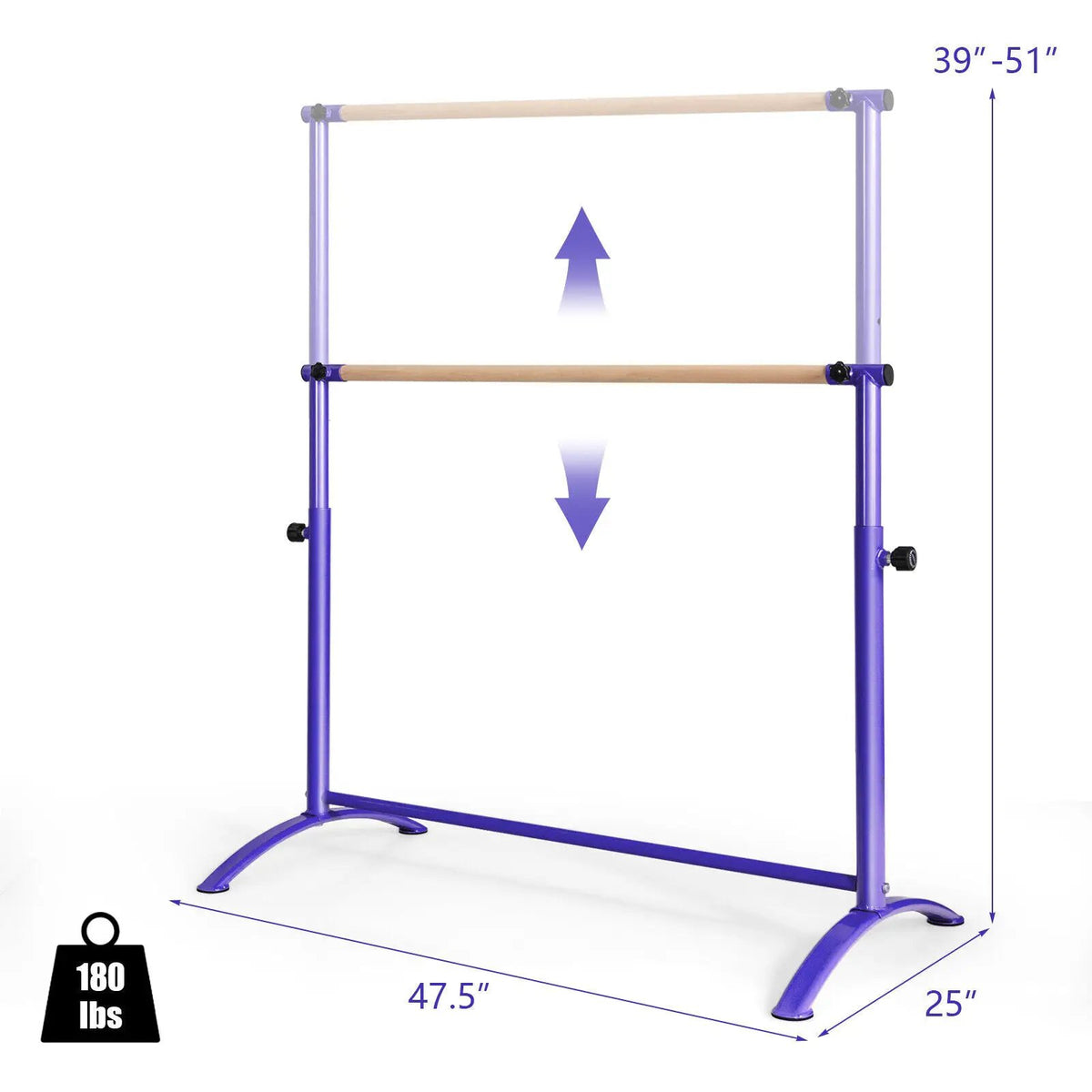 51 Inch Ballet Barre Bar with 4-Position Adjustable Height, photo 11 of 24