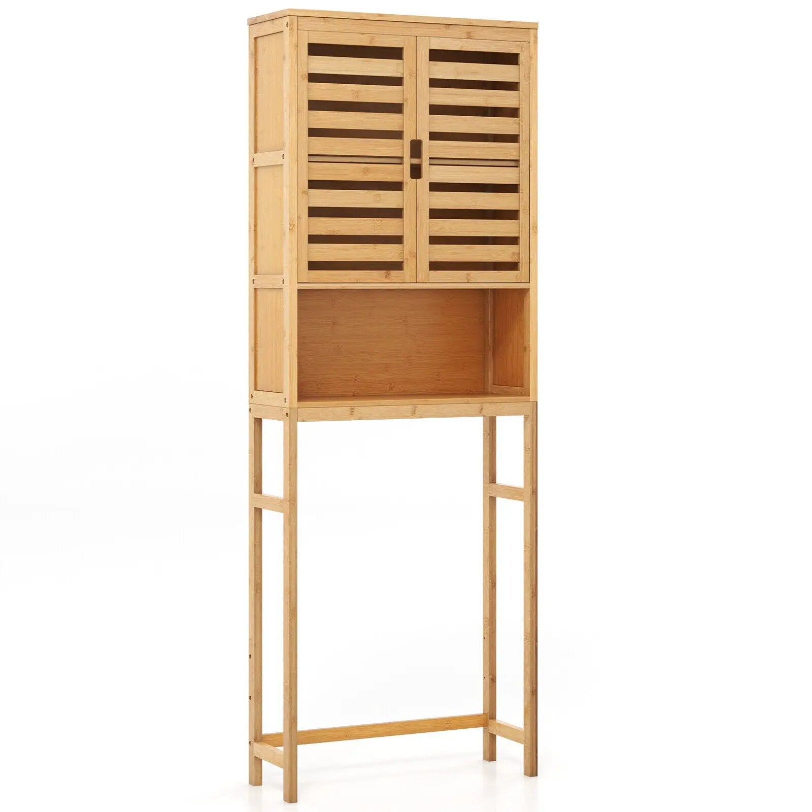 Bamboo Over The Toilet Storage Cabinet Bathroom with Adjustable Shelf-Natural by DirectDeals