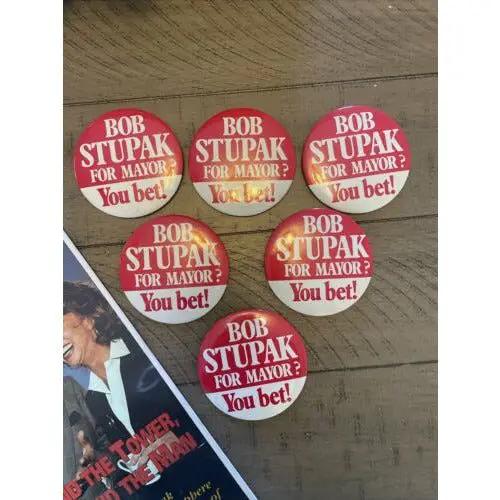 Bob Stupak For Mayor You Bet Pinback Badge You Bet 1987 Las Vegas Nevada NEW by Selzalot