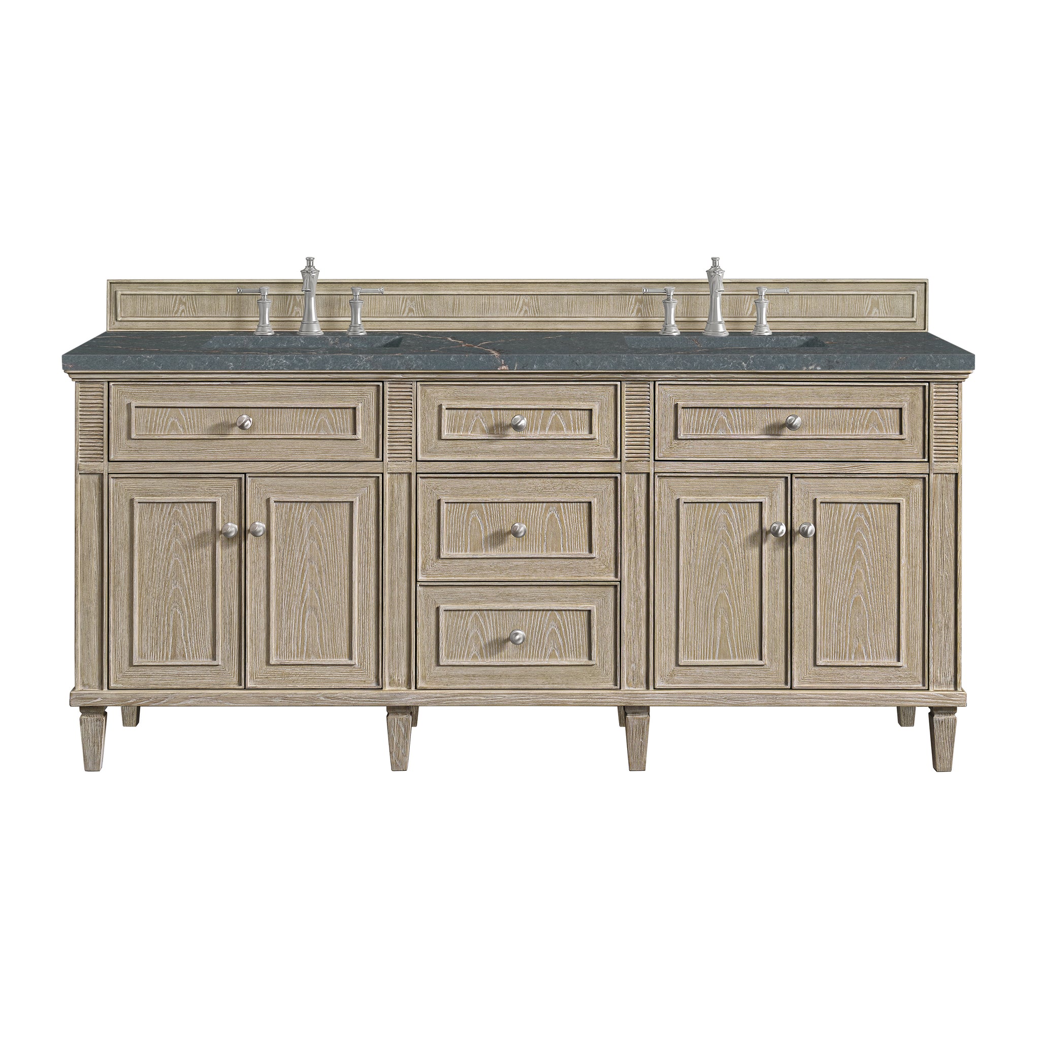 James Martin Lorelai 72" Double Bathroom Vanity, Whitewashed Oak with Parisien Bleu countertop