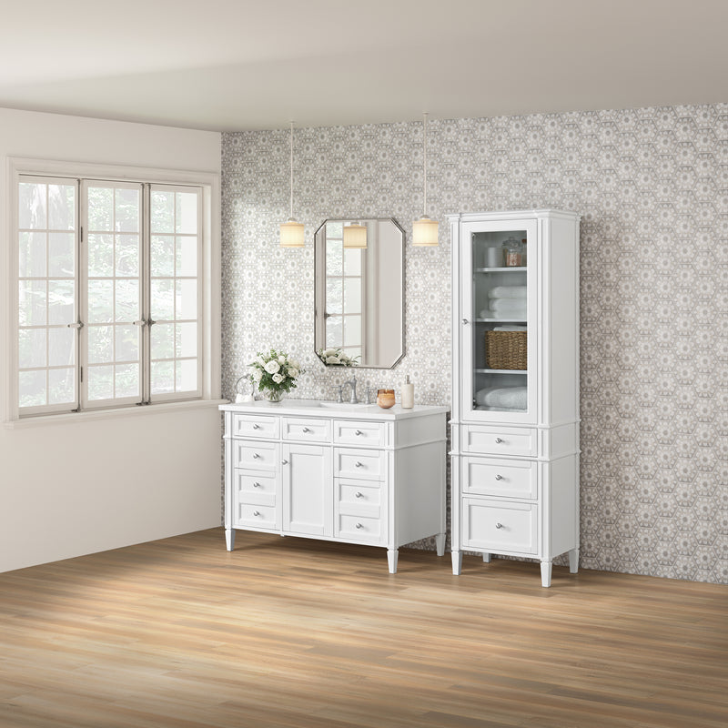 James Martin Brittany Linen Cabinet, Bright White, view 5