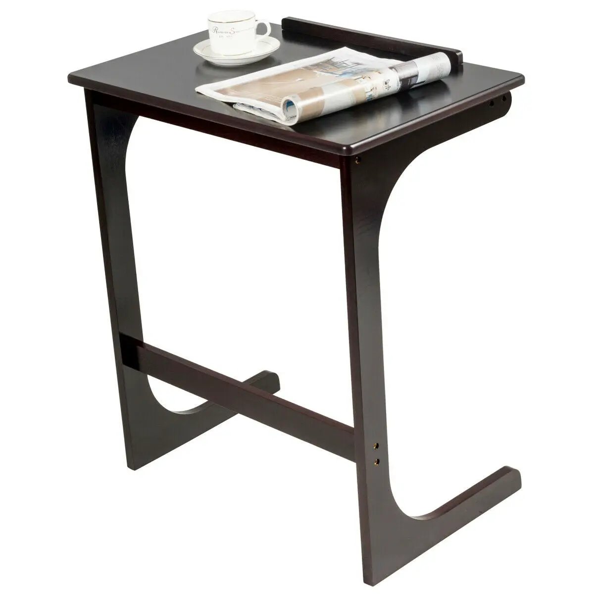 Adjustable C-Shape Couch End Table wth Tilting Top-Brown by DirectDeals