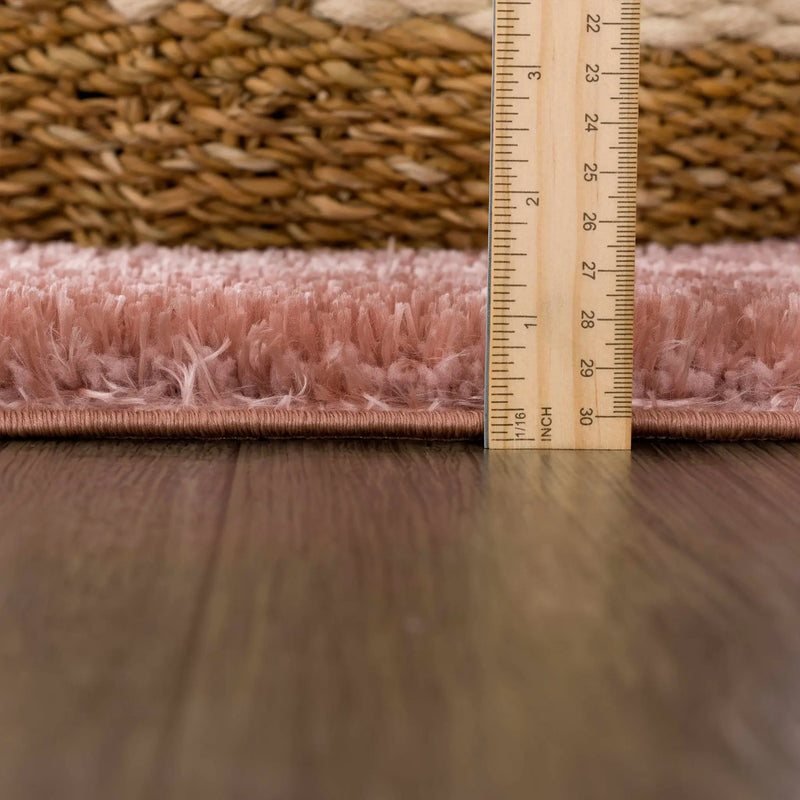 Rosava Dusty Pink Subtle Wavy Abstract Modern Minimalist Polyester Machine Woven Area Rug - Clearance by Boutique Rugs