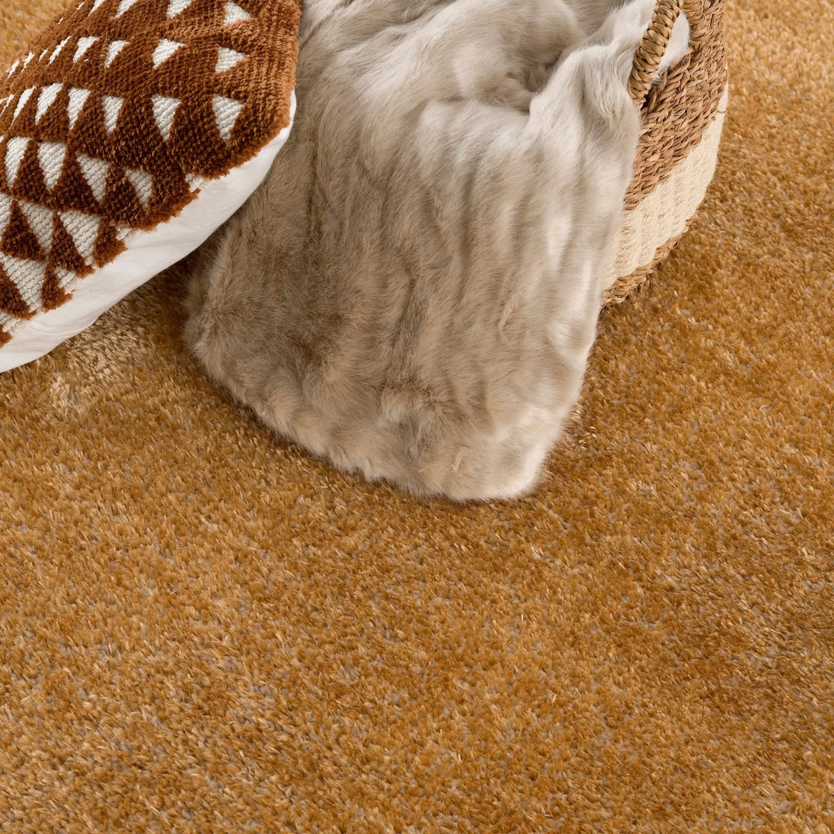 Heavenly Solid Mustard Plush Rug - Clearance, photo 13 of 14