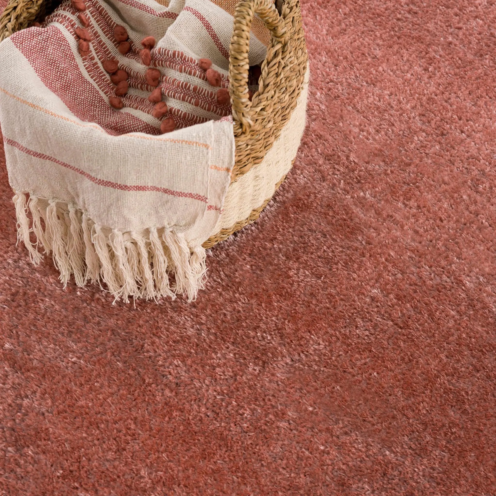Rosava Dusty Pink Subtle Wavy Abstract Modern Minimalist Polyester Machine Woven Area Rug - Clearance by Boutique Rugs