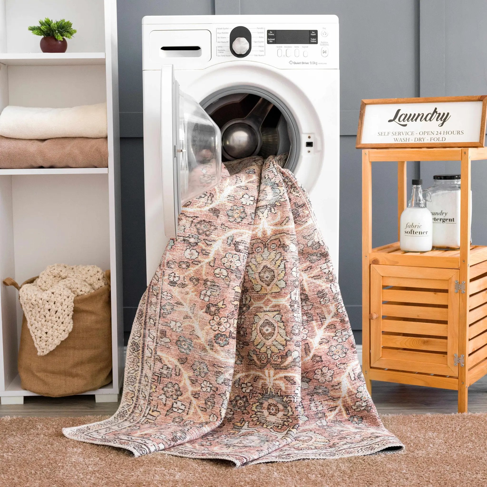 Urpi Rose & Brown Washable Area Rug by Hauteloom