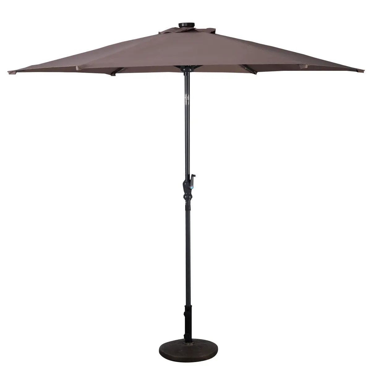 9FT Patio Solar Umbrella LED Patio Market Steel Tilt W/ Crank Outdoor New-Tan by DirectDeals