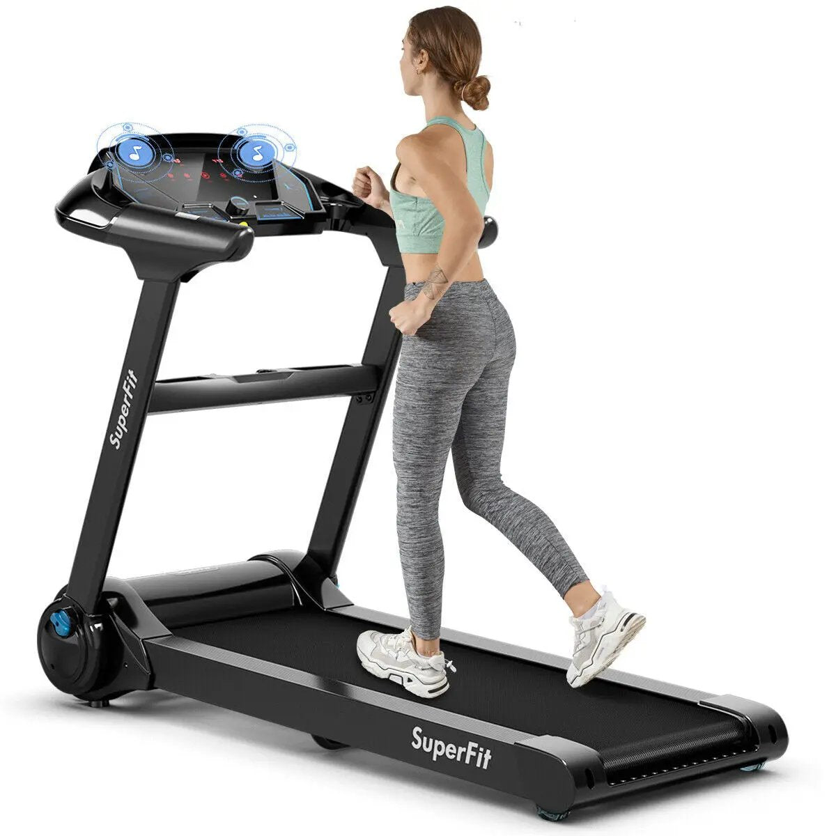 2.25HP Folding Treadmill with Bluetooth Speaker-Black by DirectDeals