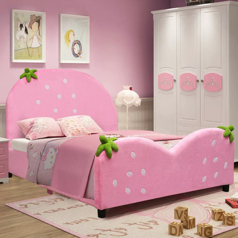 Kids Children Upholstered Berry Pattern Toddler Bed by DirectDeals