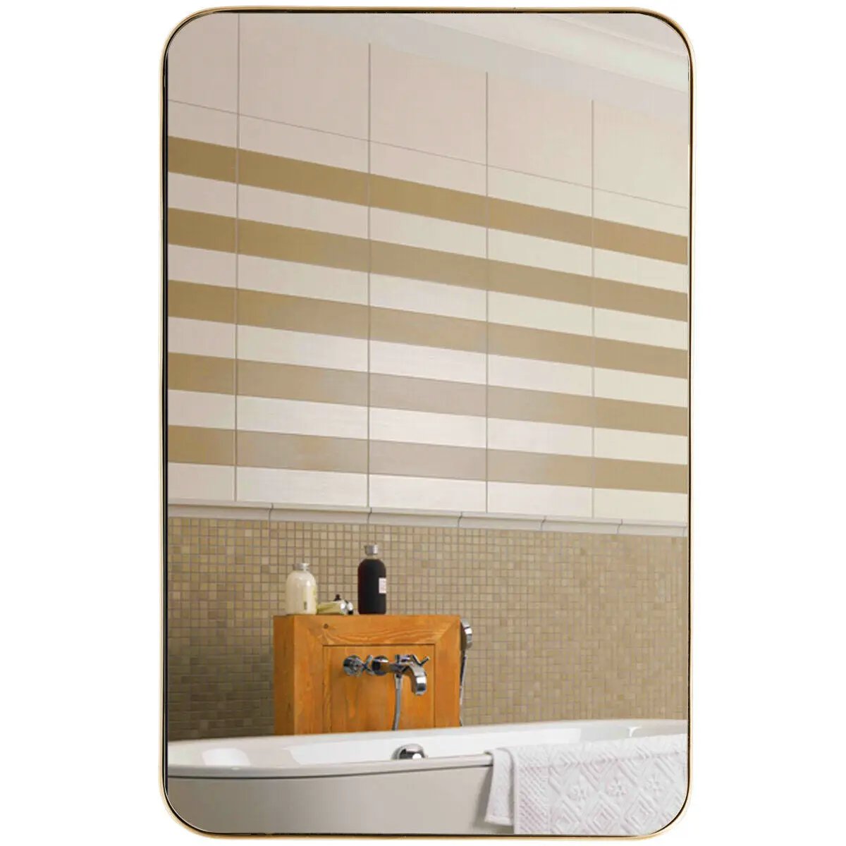 32 Inch x 20 Inch Metal Frame Wall-Mounted Rectangle Mirror, photo 4 of 9