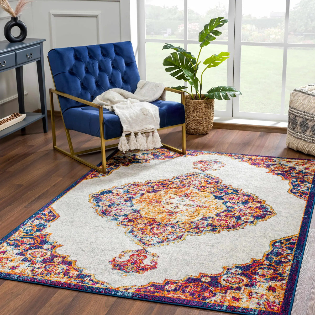 Istanbul Orange Area Rug - Clearance, installed in a room
