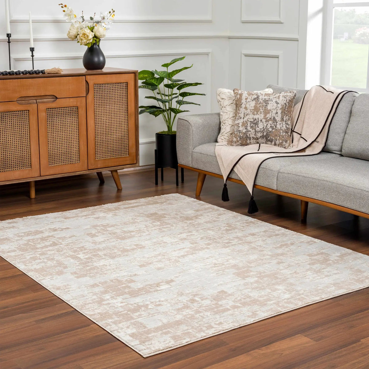 Liveri Pink Mosaic Rug, installed in a room 2