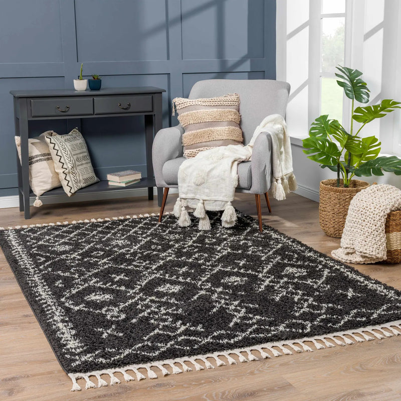 Thetford Black Berber Shag Rug - Clearance by Boutique Rugs