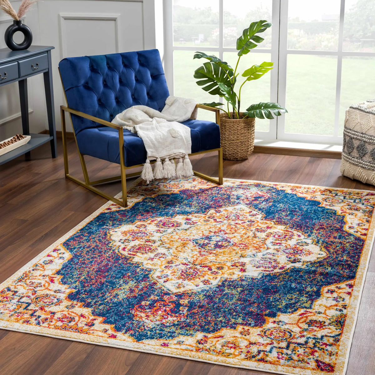 Istanbul Navy Area Rug - Clearance, installed in a room