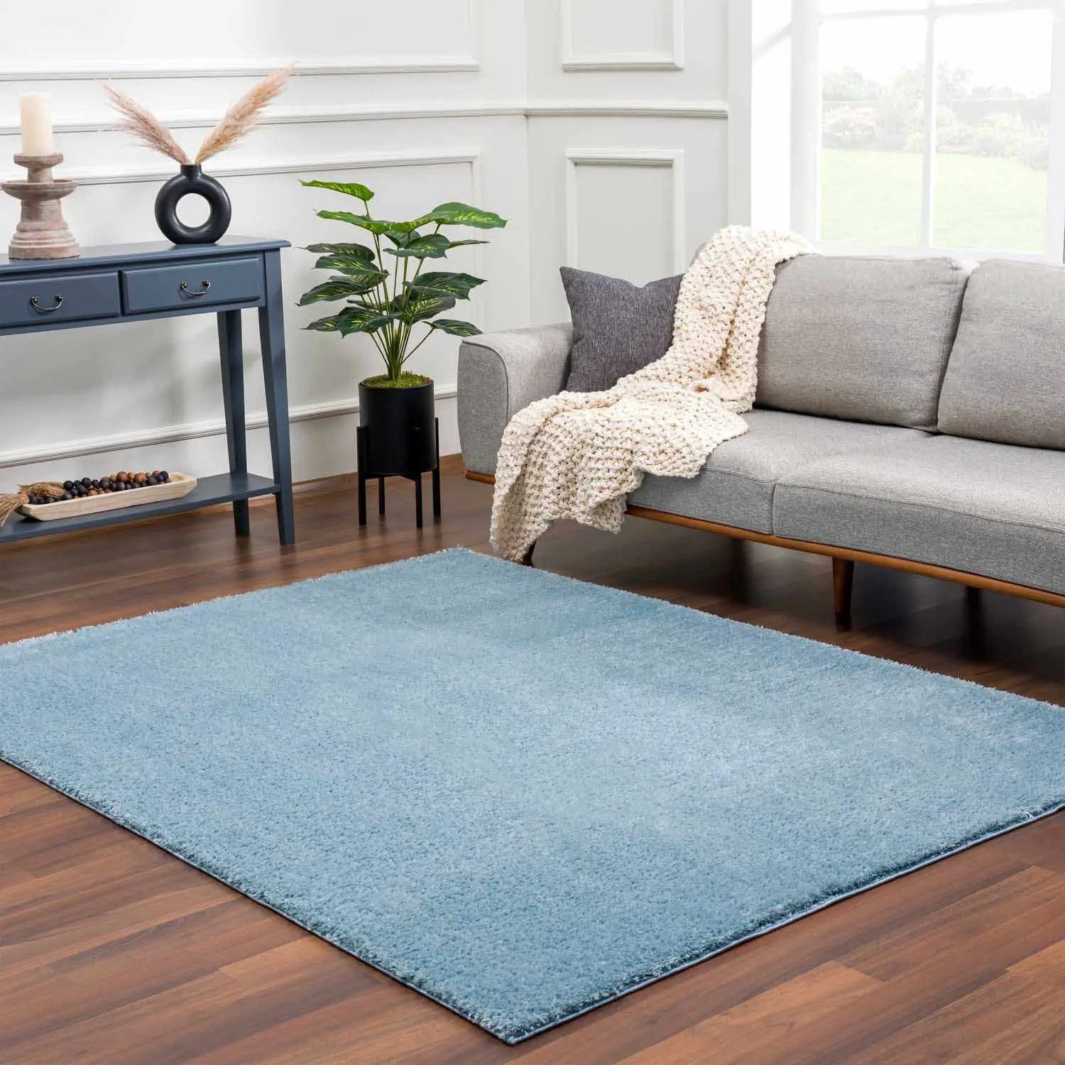 Heavenly Solid Blue Plush Rug - Clearance by Boutique Rugs
