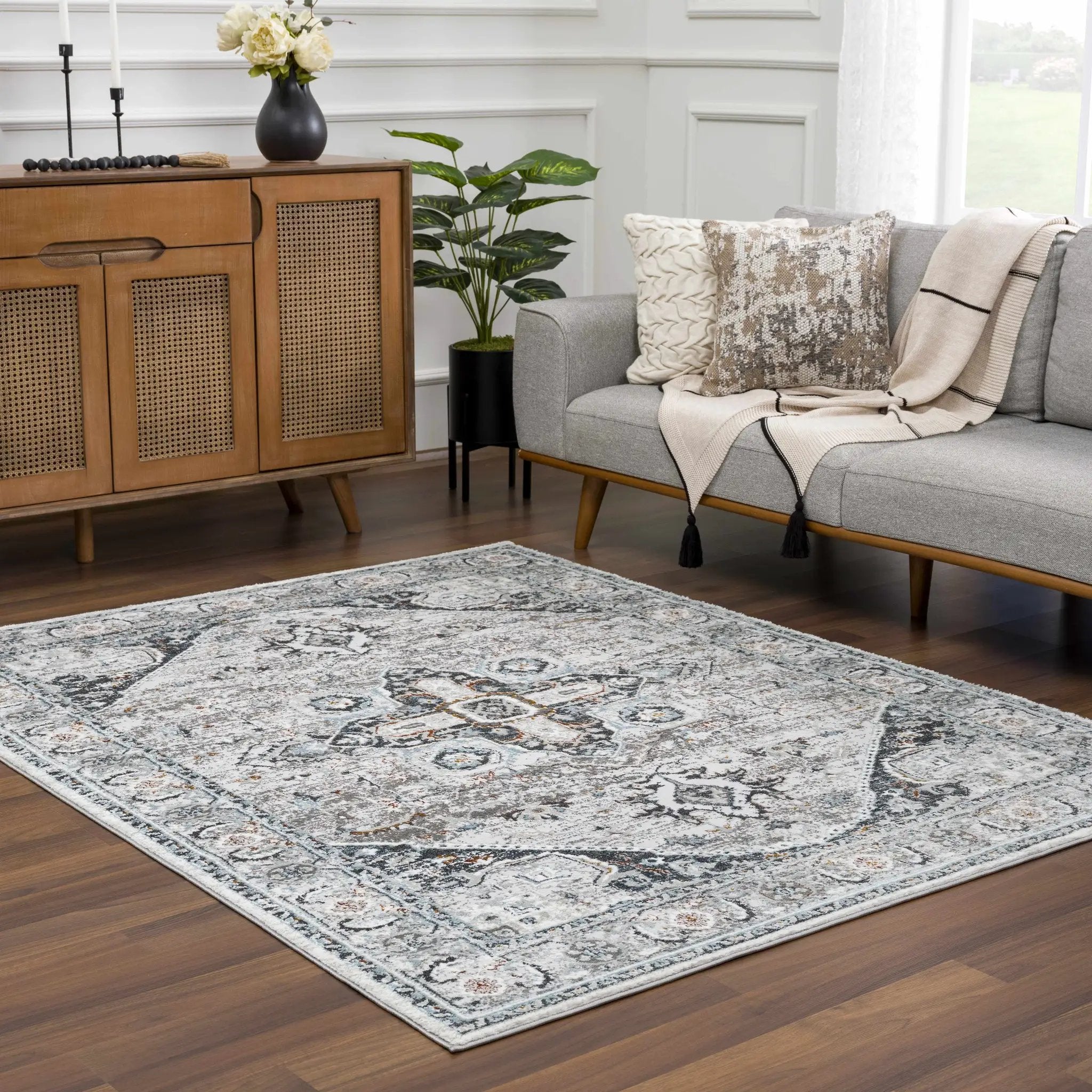 Liverpool Gray & Blue Area Rug - Clearance by Boutique Rugs