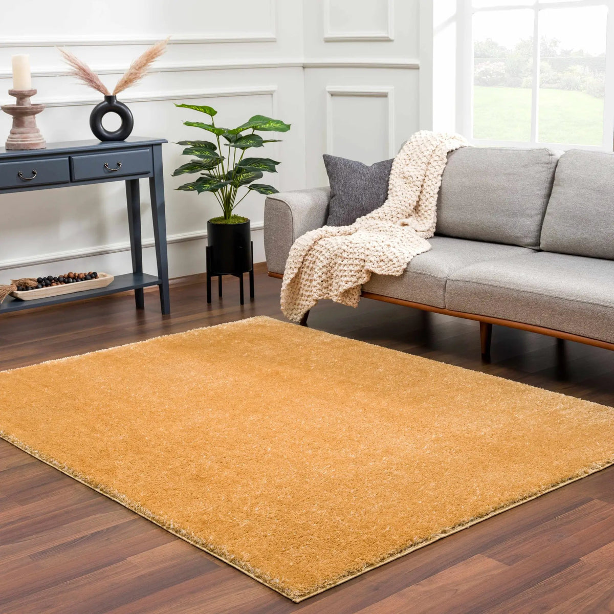 Heavenly Solid Mustard Plush Rug - Clearance, photo 9 of 14