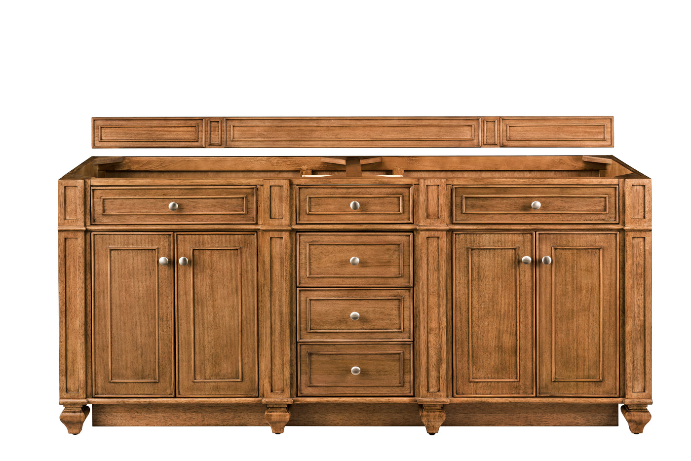 James Martin Bristol 72" Double Bathroom Vanity, Saddle Brown, cabinet without a countertop