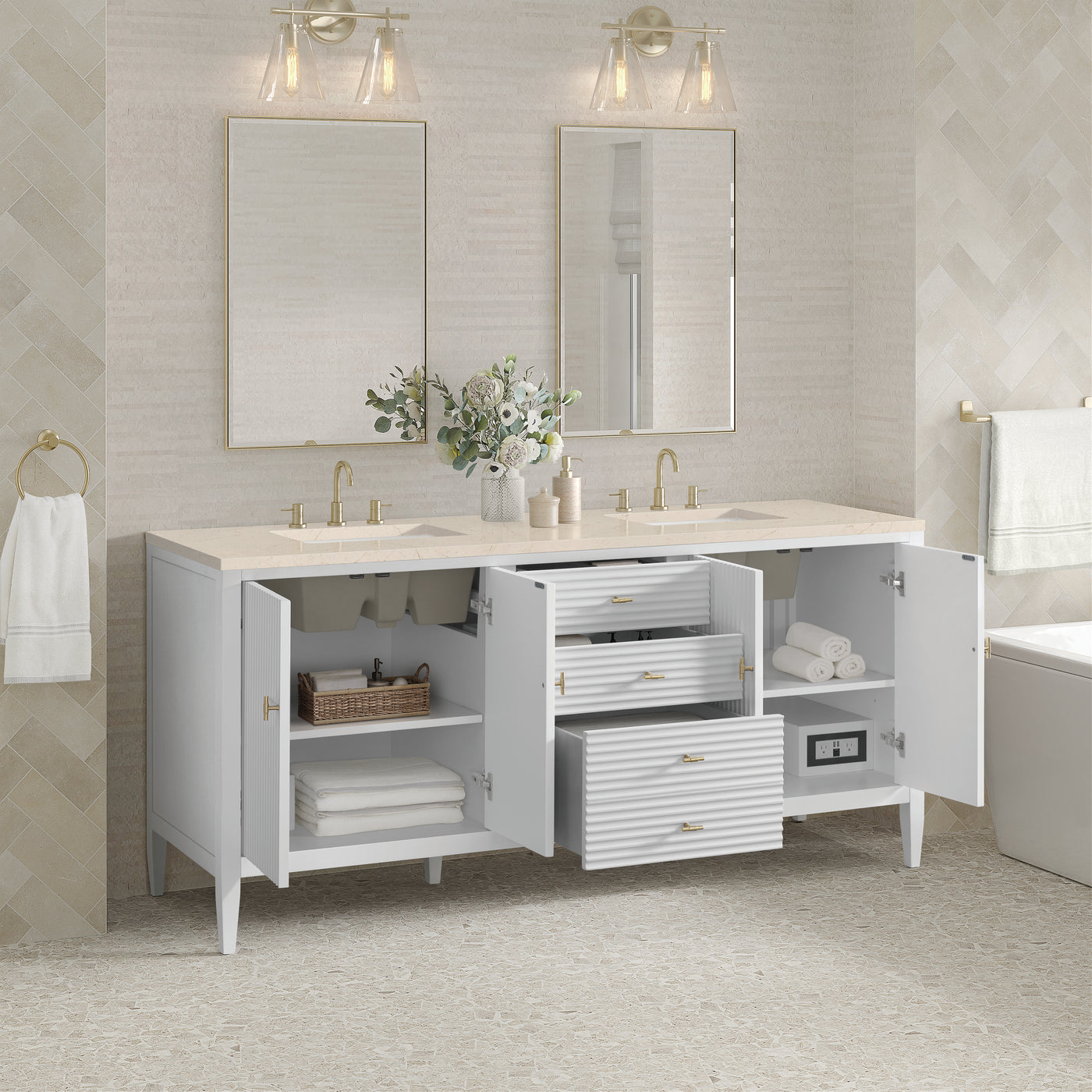 James Martin Myrrin 72" Double Bathroom Vanity, Bright White, view 22
