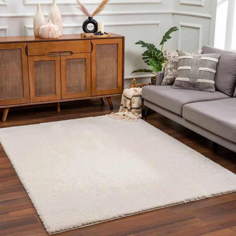 Velora Light Beige Wavy Abstract Modern Minimalist Polyester Machine Woven Area Rug by Boutique Rugs