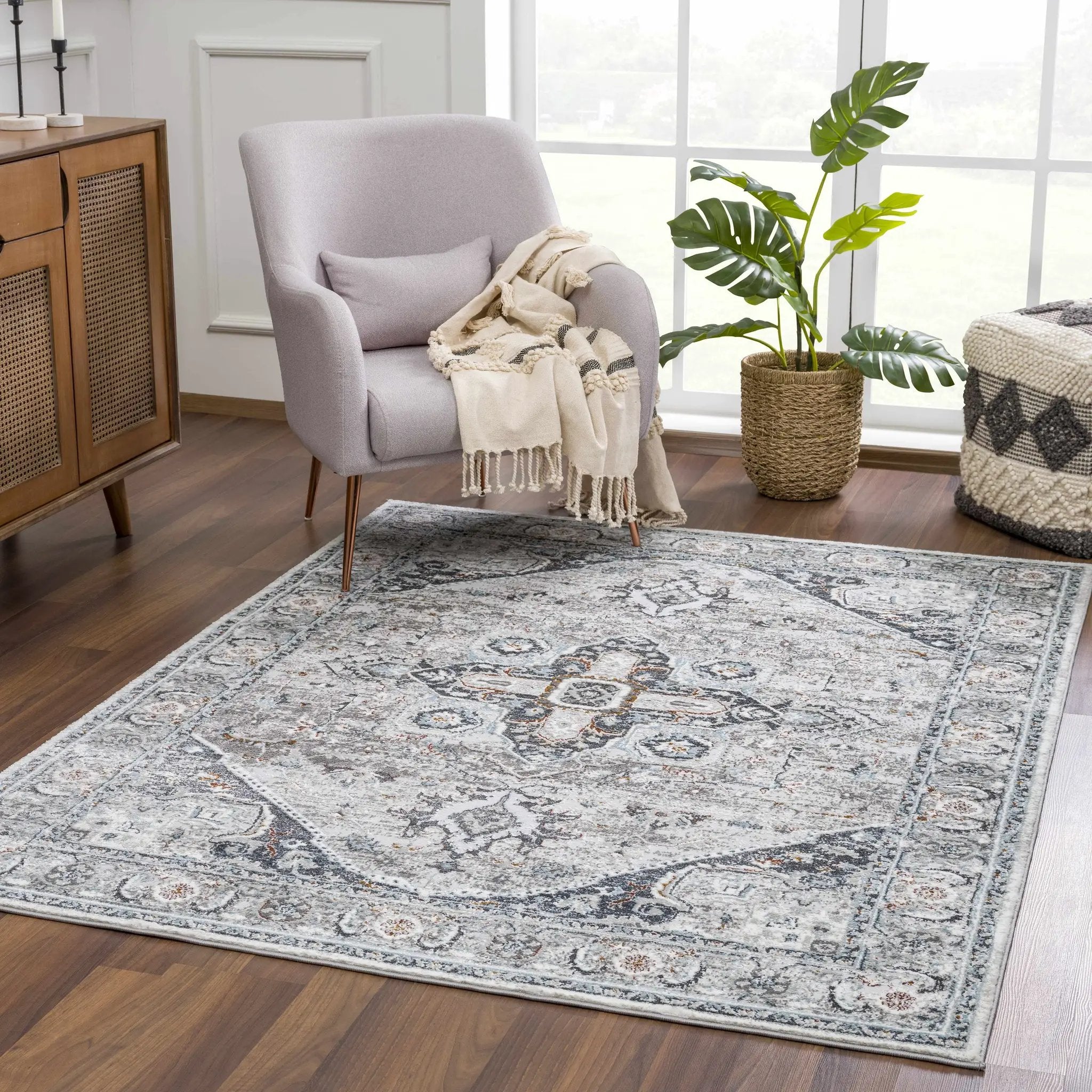 Liverpool Gray & Blue Area Rug - Clearance by Boutique Rugs