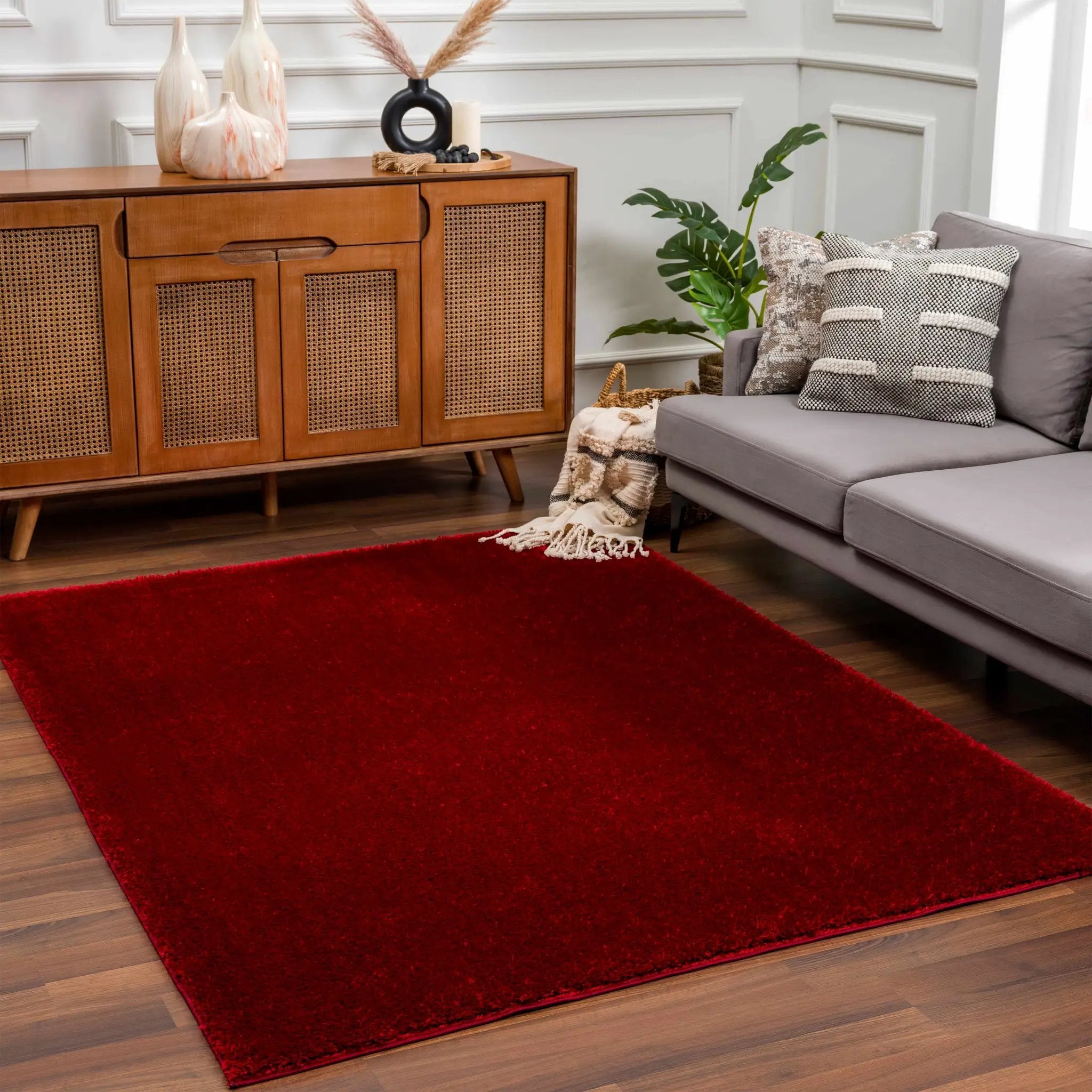 Heavenly Solid Red Plush Rug - Clearance by Boutique Rugs