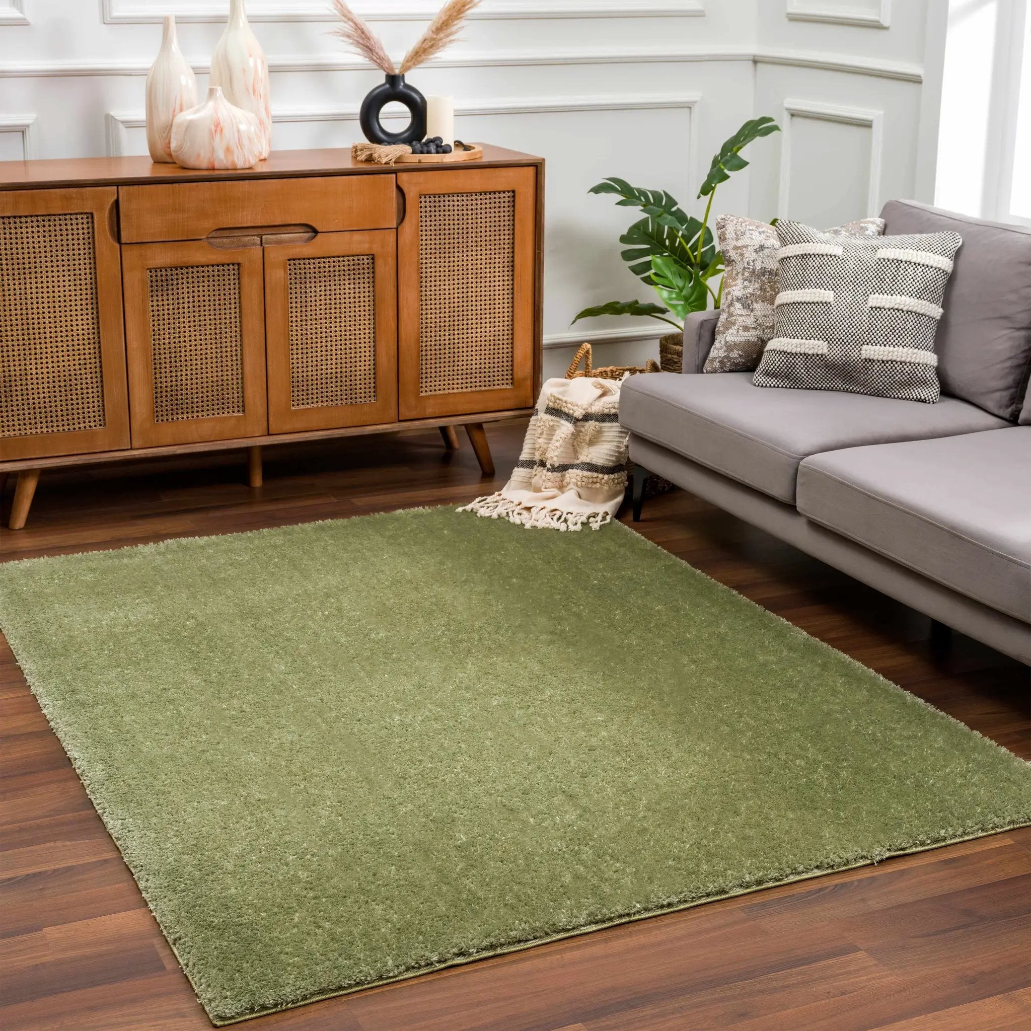 Heavenly Solid Green Plush Rug - Clearance by Boutique Rugs