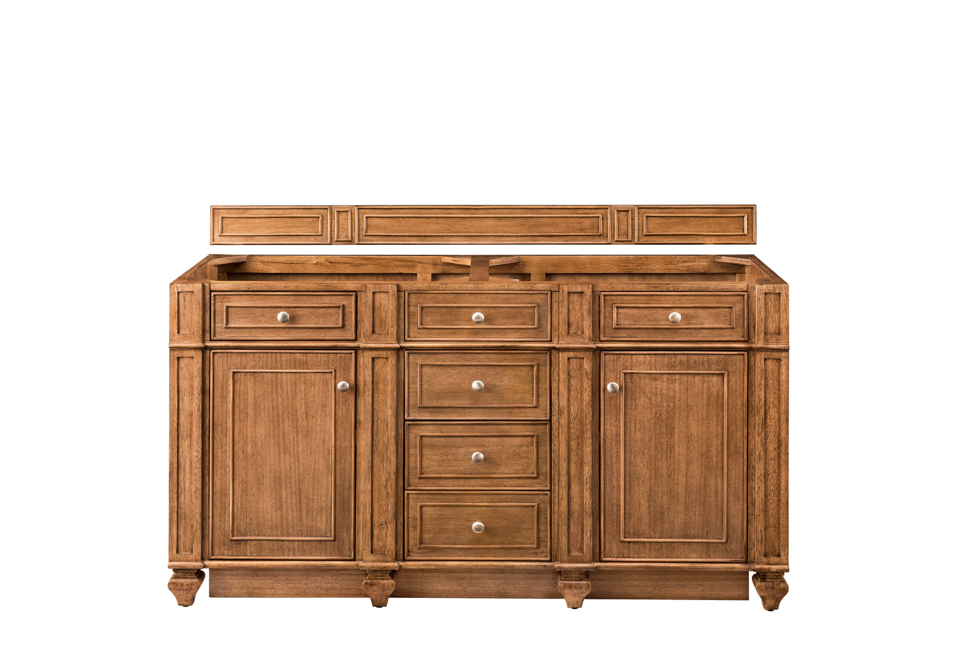 James Martin Bristol 60" Double Bathroom Vanity, Saddle Brown, cabinet without a countertop