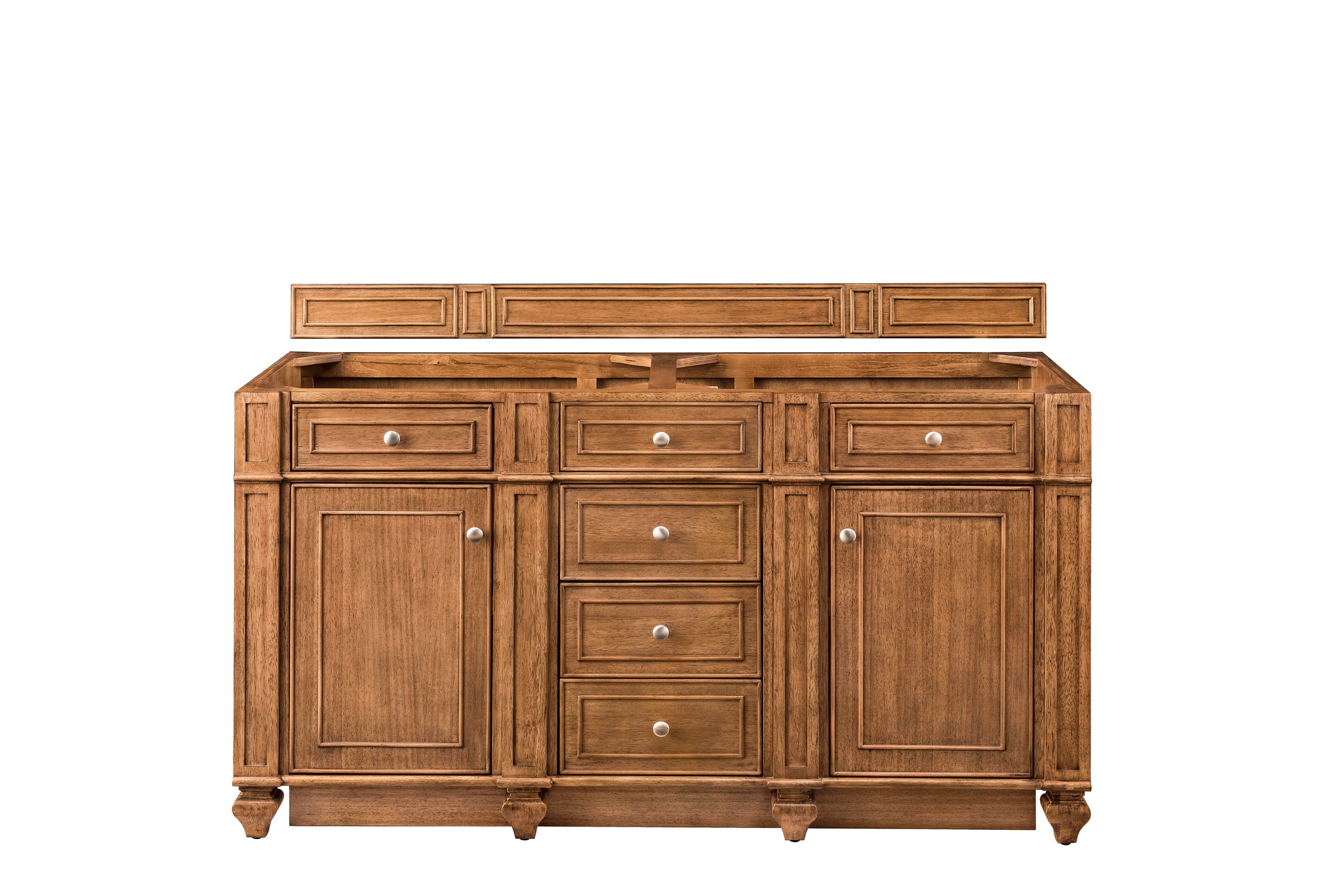 James Martin Bristol 60" Double Bathroom Vanity, Saddle Brown, cabinet without a countertop