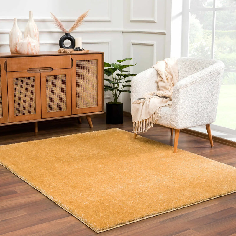 Heavenly Solid Mustard Plush Rug - Clearance by Boutique Rugs