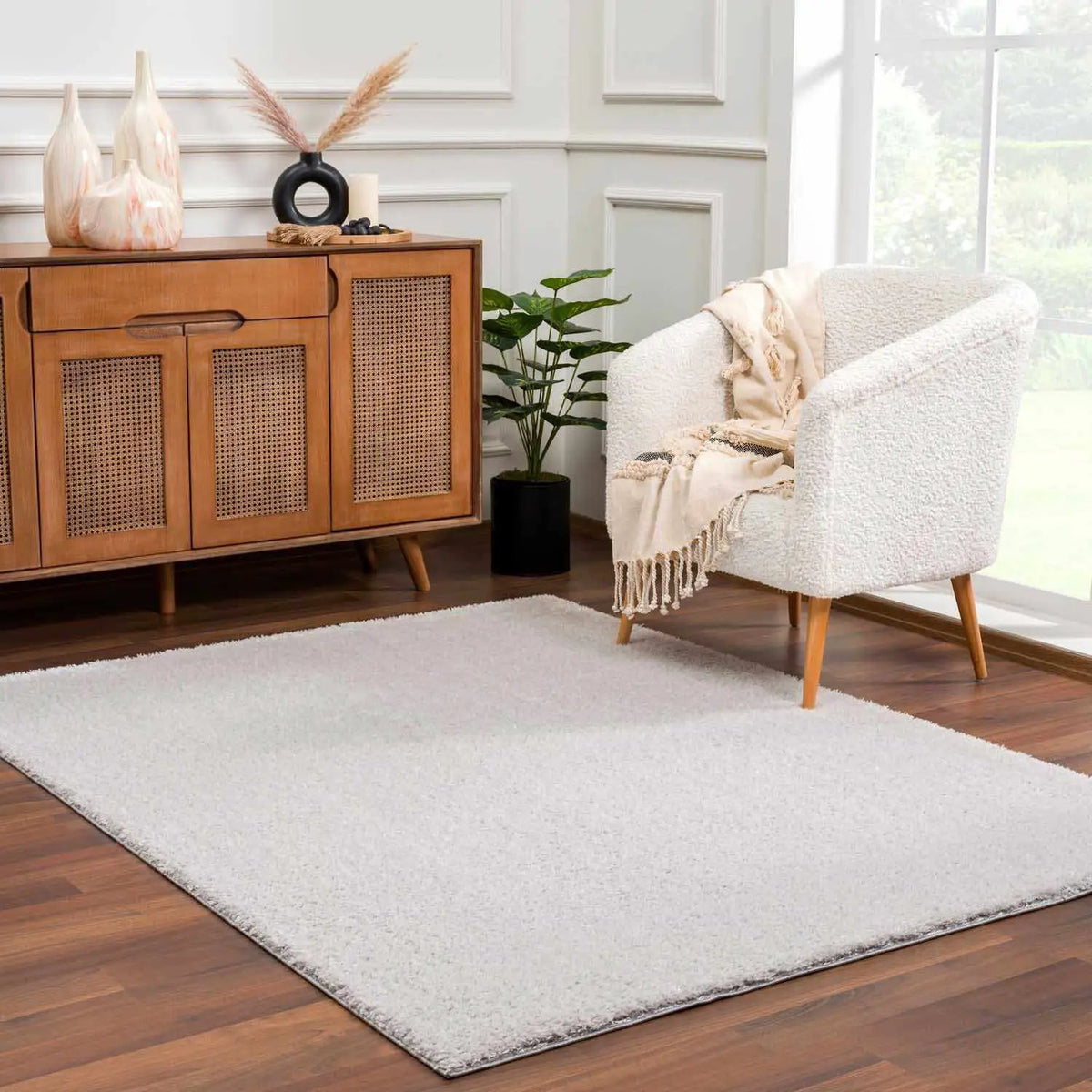 Lunaro Gray Subtle Wavy Abstract Modern Minimalist Polyester Machine Woven Area Rug - Clearance, photo 2 of 15