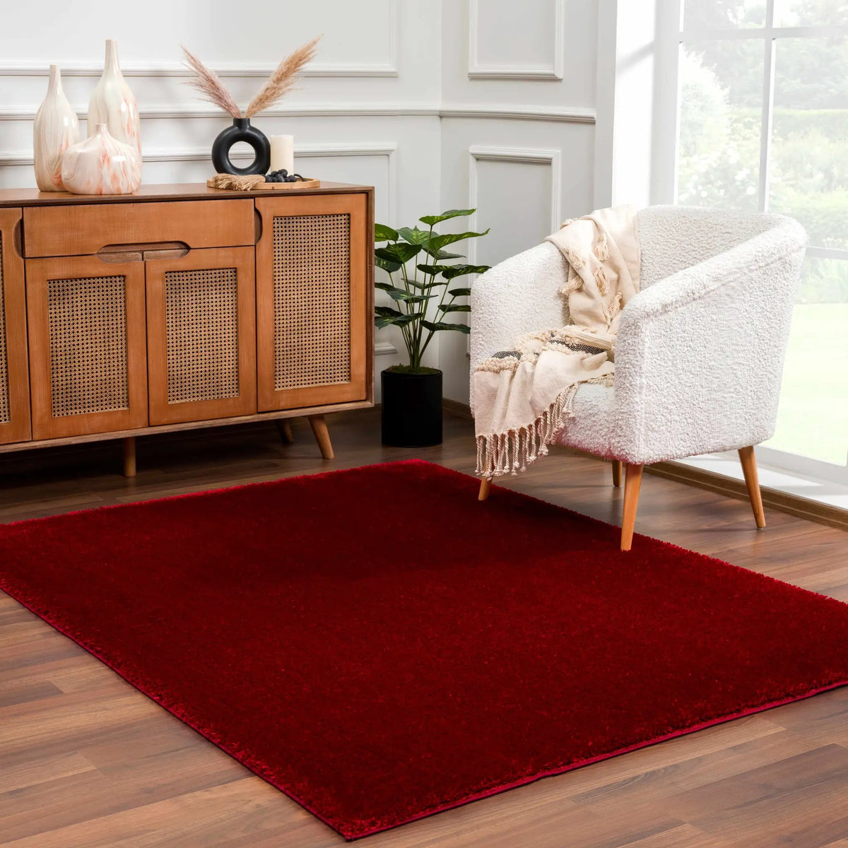 Heavenly Solid Red Plush Rug - Clearance, photo 2 of 13