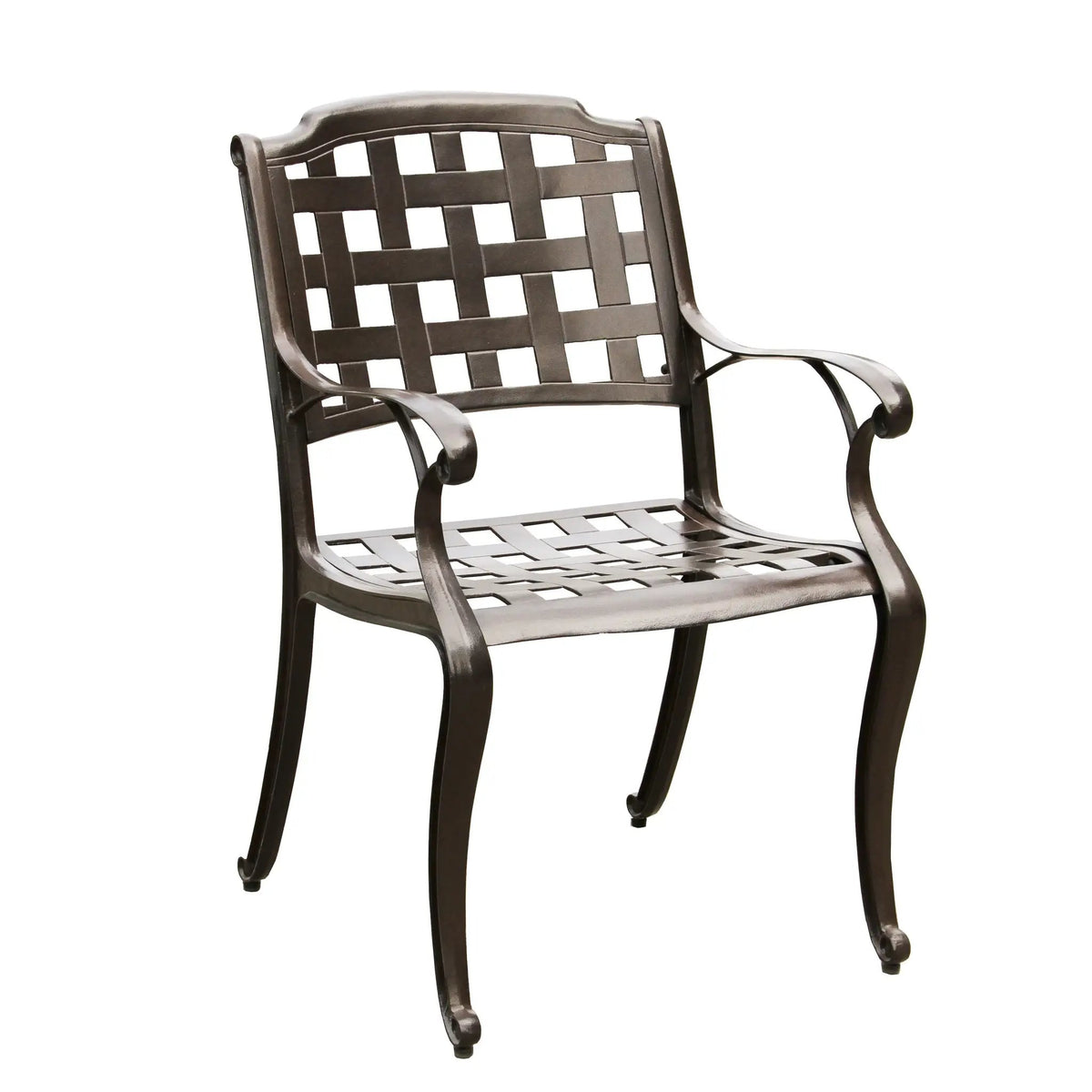 Modern Outdoor Mesh Cast Aluminum Patio Dining Chair by Sharicks