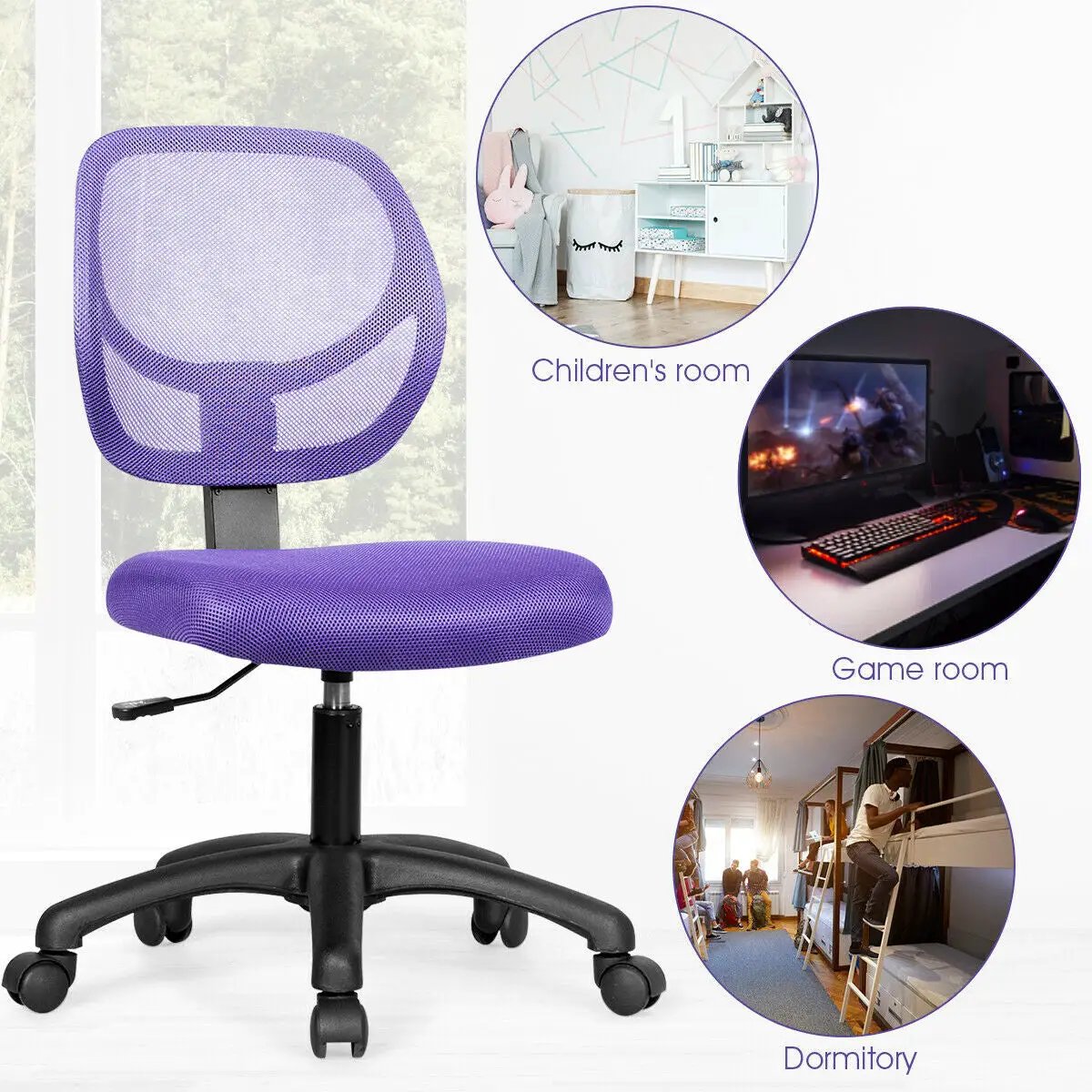 Low-back Computer Task Chair with Adjustable Height and Swivel Casters, photo 24 of 24