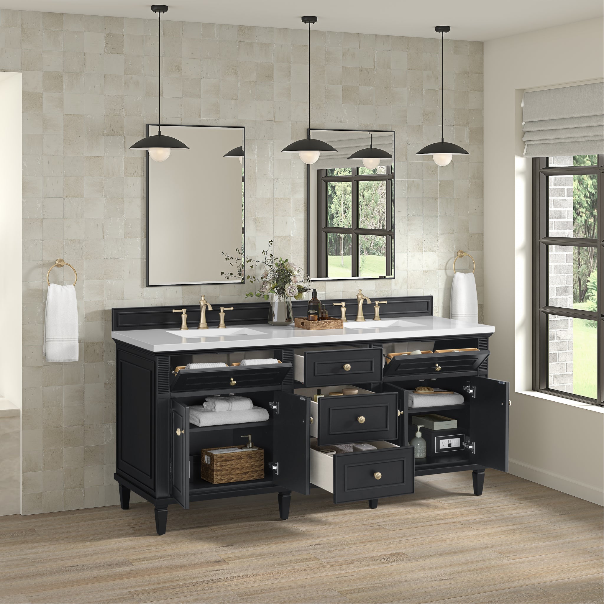 James Martin Lorelai 72" Double Bathroom Vanity, Black Onyx, view 33