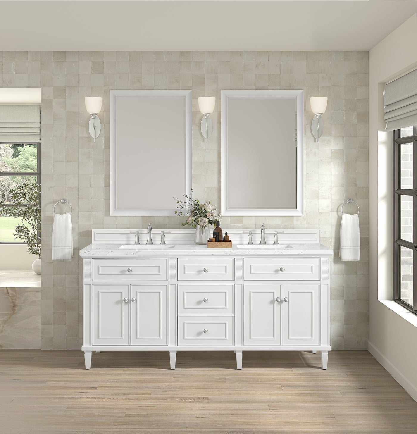 James Martin Lorelai 72" Double Bathroom Vanity, Bright White, view 38