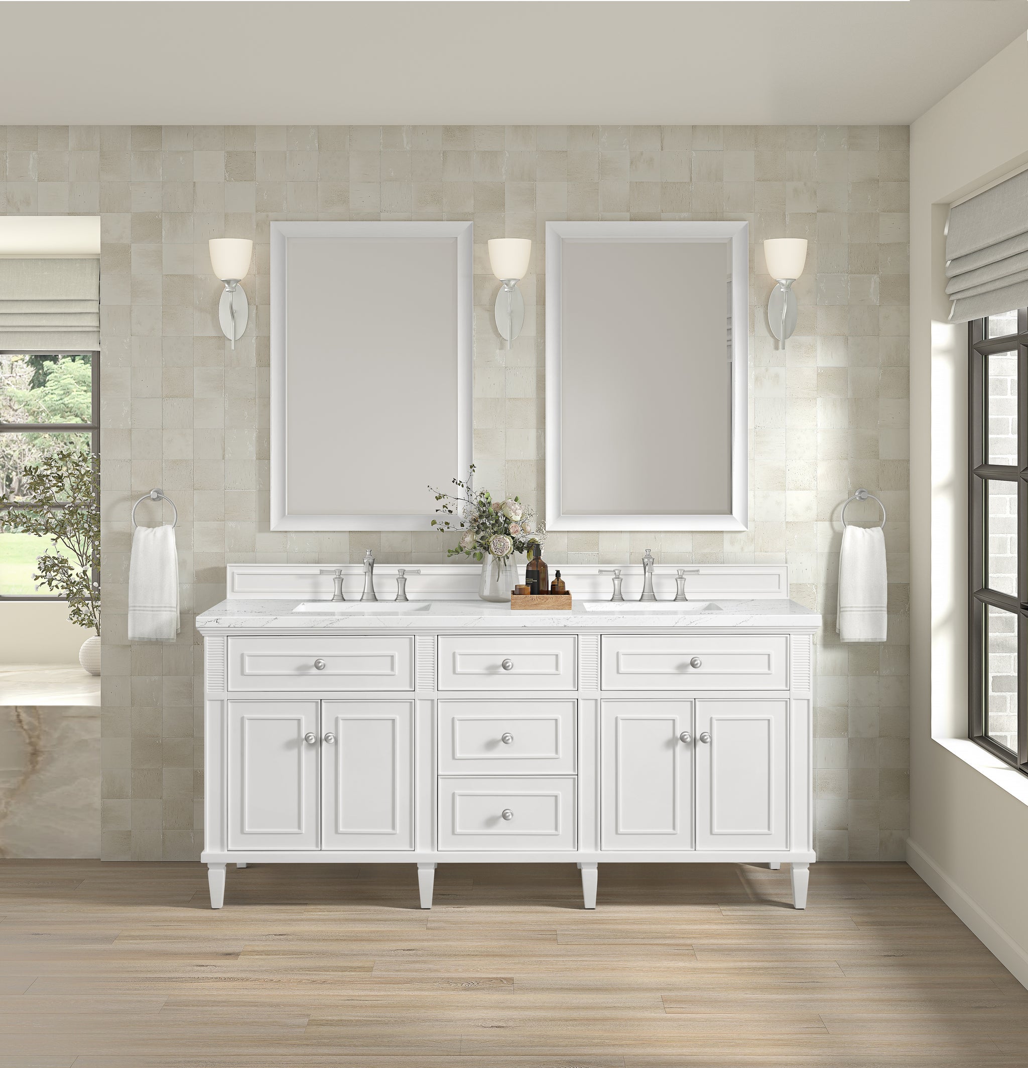 James Martin Lorelai 72" Double Bathroom Vanity, Bright White, view 38