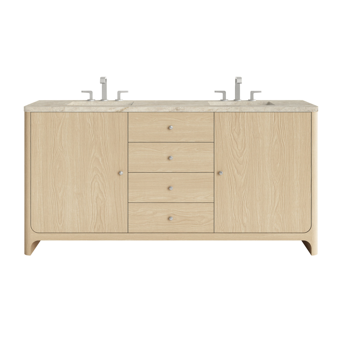 James Martin Gracyn 72" Double Bathroom Vanity, Coastal Driftwood with Tajnar (Widespread) countertop