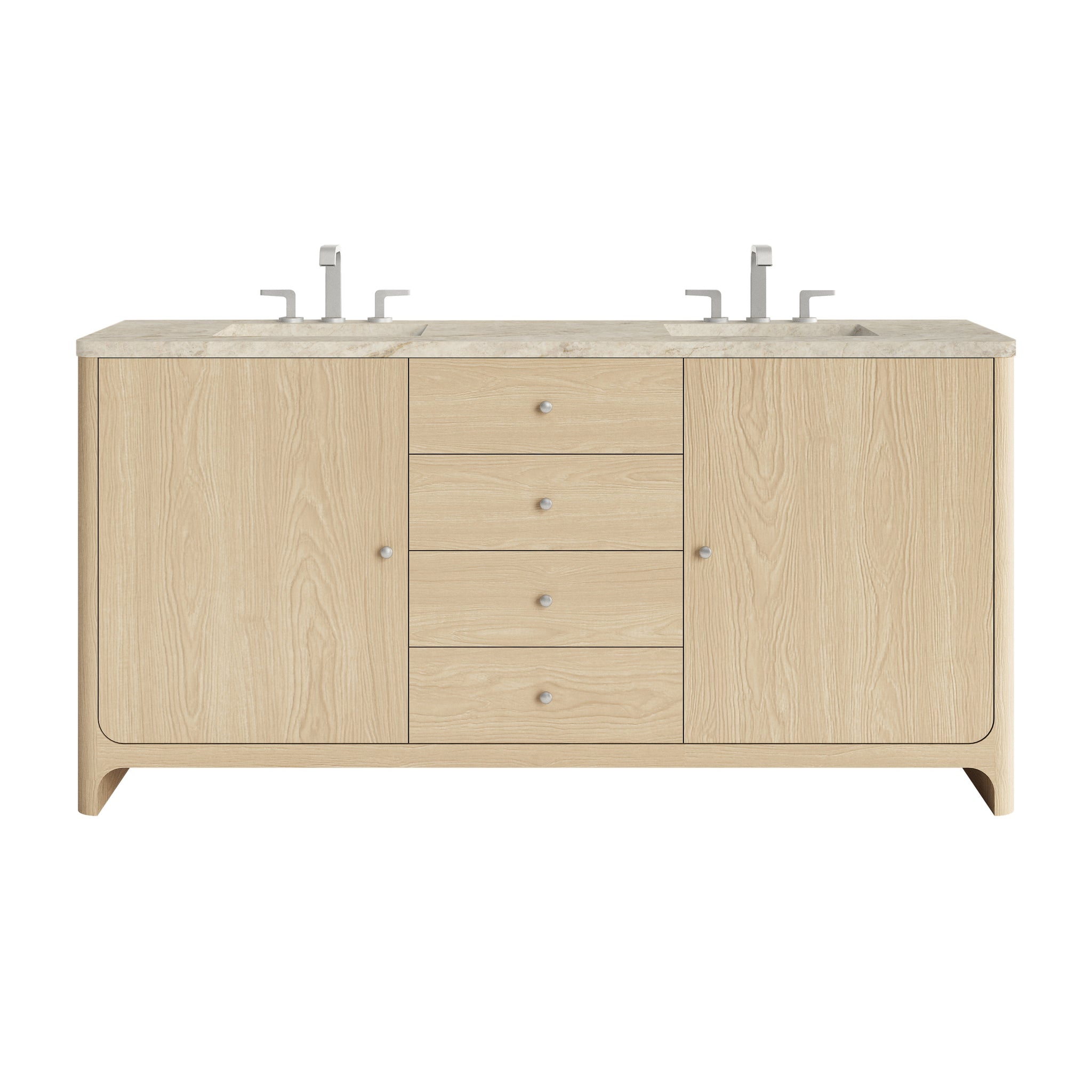 James Martin Gracyn 72" Double Bathroom Vanity, Coastal Driftwood with Tajnar (Widespread) countertop