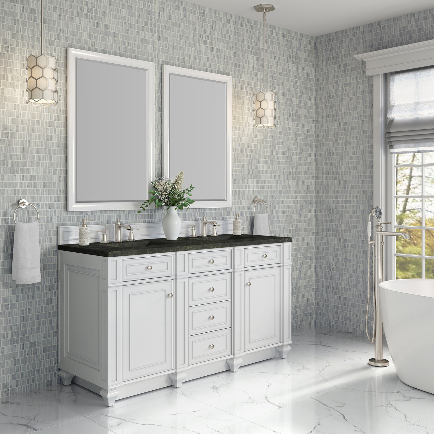 James Martin Bristol 60" Double Bathroom Vanity, Bright White, view 38