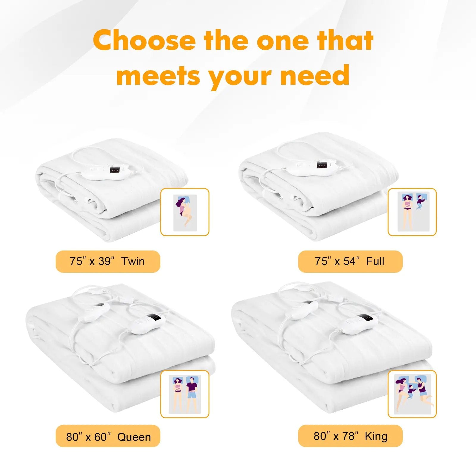Safe Electric Heated Mattress Pad with 4 Size 8 Temperature 10-Hour Timer-Queen size by DirectDeals