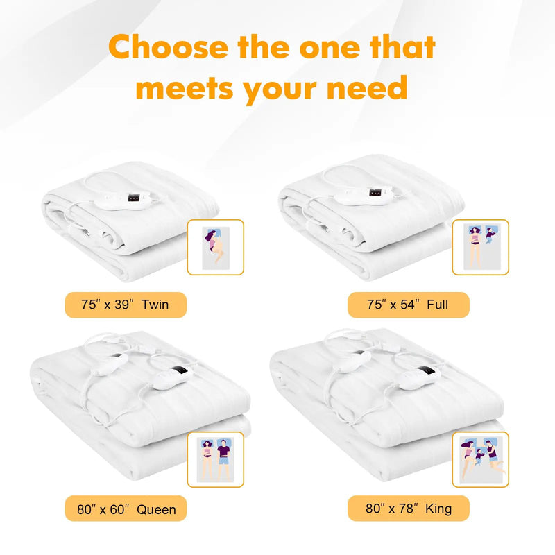 Safe Electric Heated Mattress Pad with 4 Size 8 Temperature 10-Hour Timer-Queen size by DirectDeals