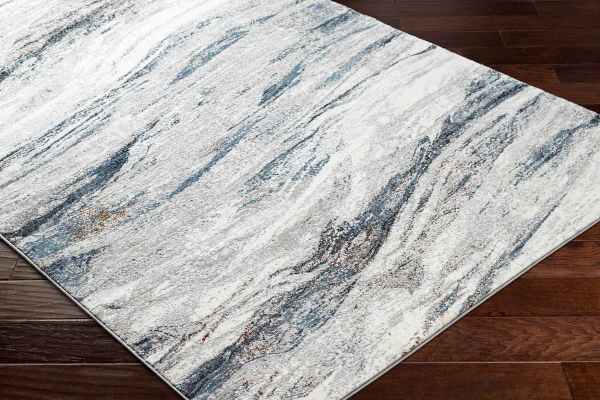 Glain Gray & Blue Marble Area Rug, photo 4 of 6