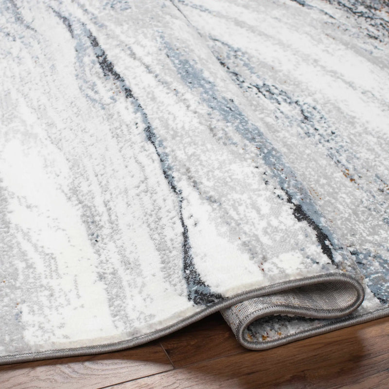 Glain Gray & Blue Marble Area Rug by Boutique Rugs